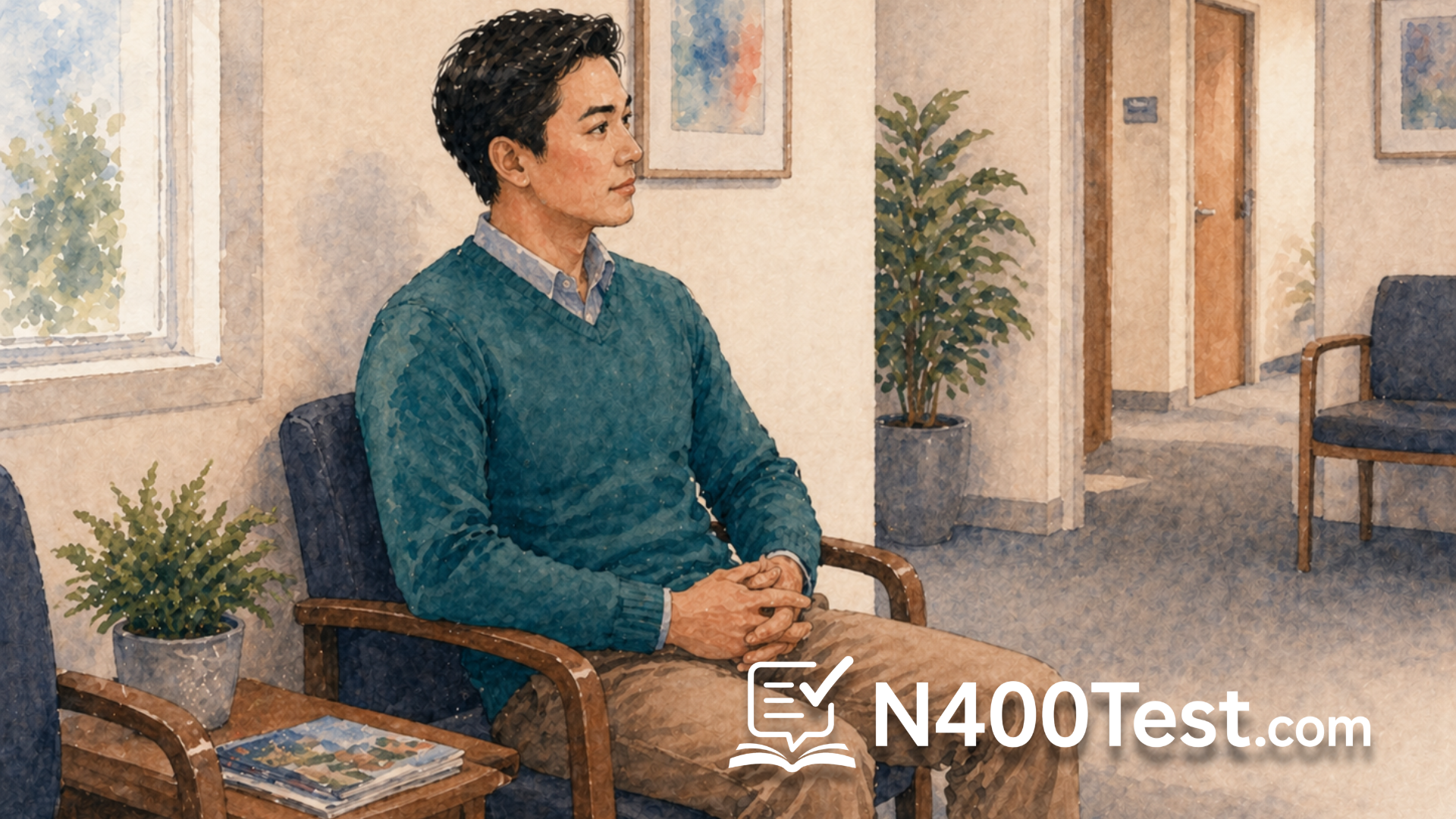 Person waiting in a USCIS field office before their naturalization interview